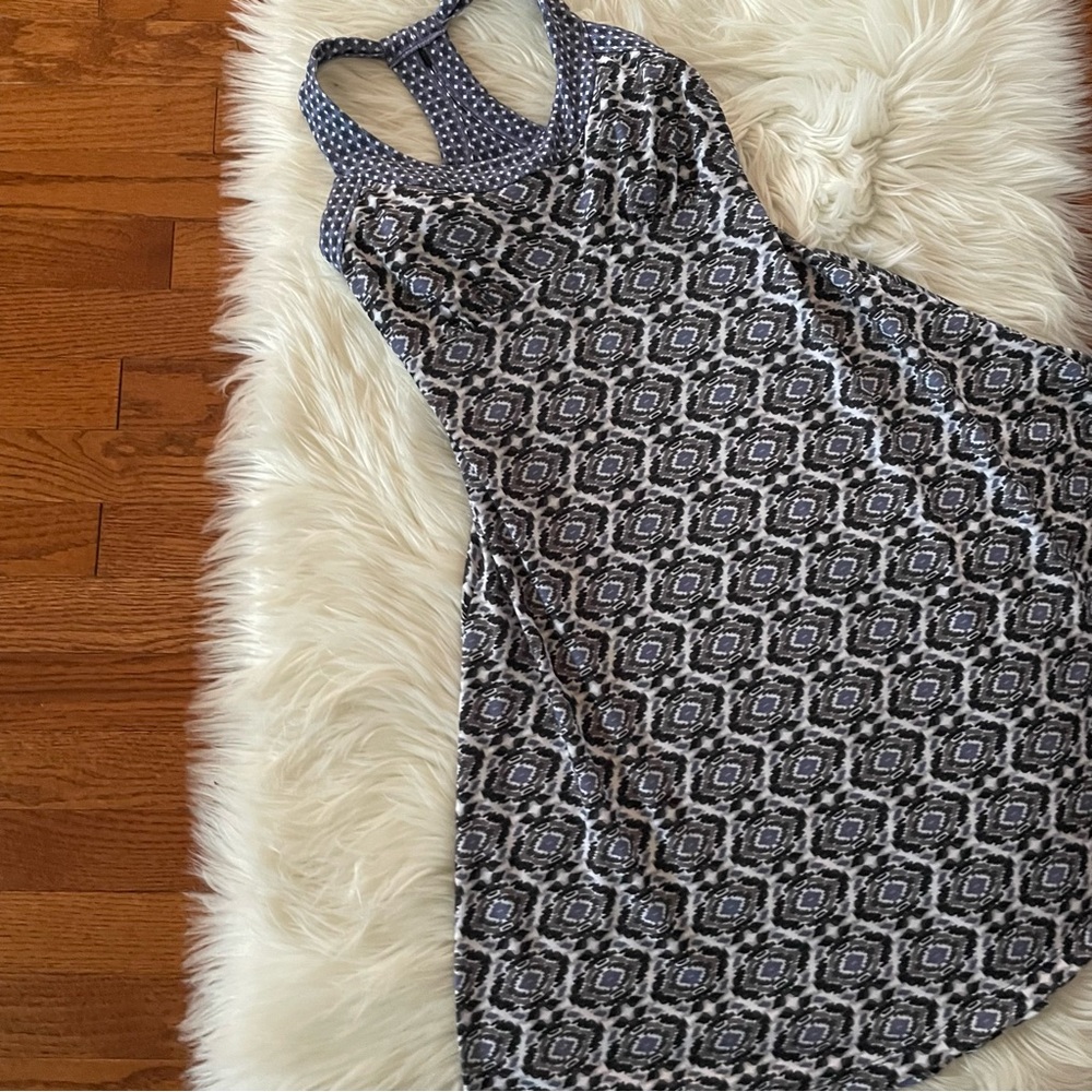 PrAna Blue Print Built in Bra Support Racer Back Casual Dress Size XS Athletic - Picture 2 of 6